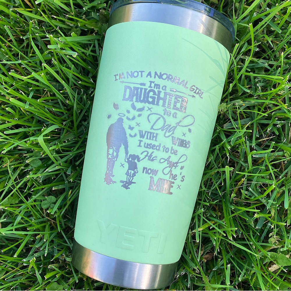YETI Mint Green Tumbler with engraving